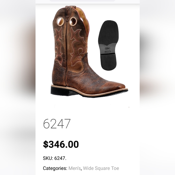 Boulet Men's 9 EEE width brown leather red accents roper boots - Picture 7 of 9